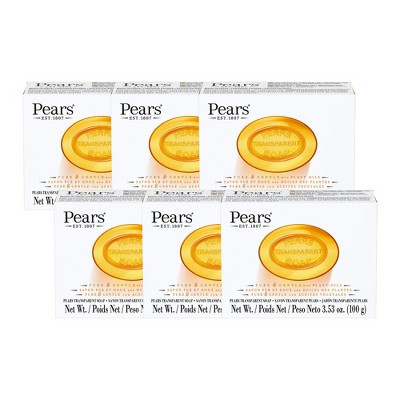 Pears Pure and Gentle with Glycerin and Natural Oils - Bar Soap - Amber - 6 pc | Target