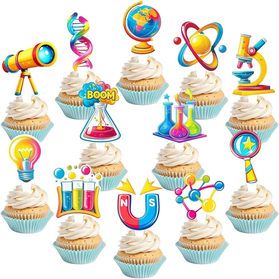 48 Pcs Science Cupcake Toppers Science Party Decorations | Amazon (US)