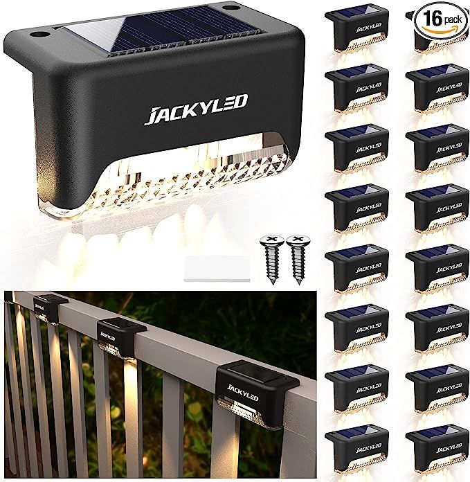 JACKYLED Solar Deck Lights Outdoor 16 Pack, Solar Step Lights Waterproof LED Solar Powered Outdoo... | Amazon (US)