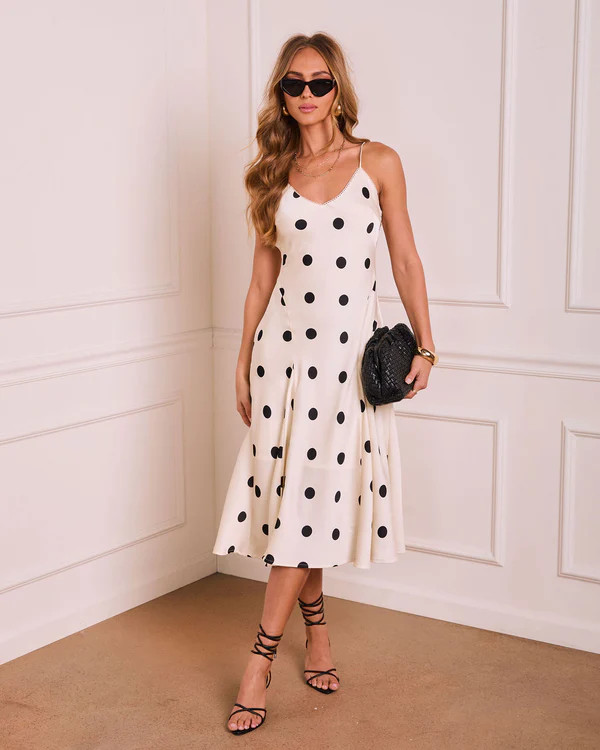 Sweet Dots Satin Polka Dot Midi Dress | VICI