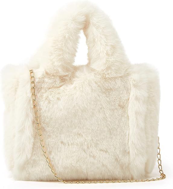 Tote Bag large Shoulder Bag Fleece Faux Fur Hobo Tote Bag Handbag Retro Bag Solid Color Big Purse | Amazon (US)