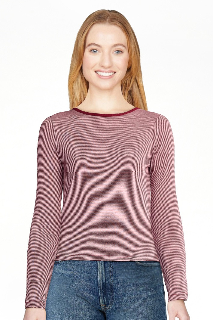 No Boundaries Striped Tee with Long Sleeves, Women's | Walmart (US)