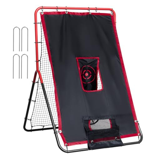 VEVOR Baseball and Softball Rebounder Net, 3.5 x 4.5 ft 2-in-1 Switch Hitter Pitch Trainer, PitchBack Baseball Pitching Return Trainer Nest, Bounce Back Net for Fielding/Throwing Practice | Amazon (US)