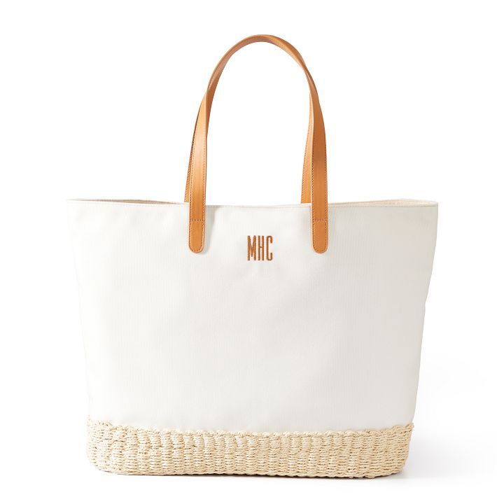 Canvas and Raffia Tote | Mark and Graham