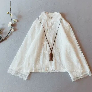 Vateddy Long-Sleeve Frog Button Lace Top | YesStyle | YesStyle Global