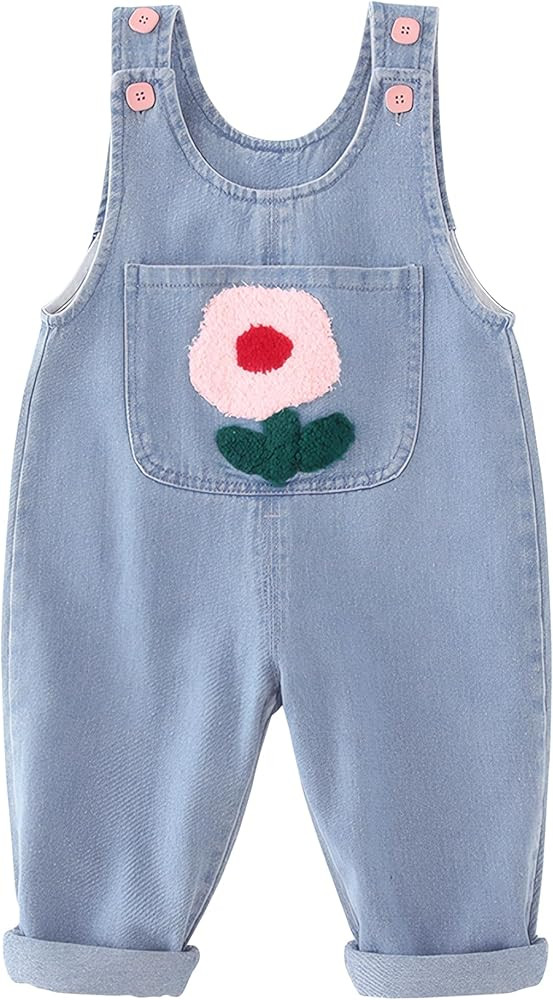 Happy Cherry Baby Girls Overalls Little Kids Sleeveless Cotton Button Suspender Pants One Piece S... | Amazon (US)
