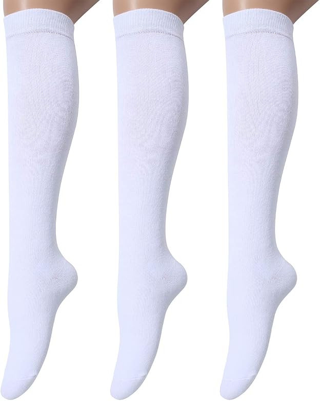 Leotruny 3 Pairs Women's Cotton Opaque Knee High Socks | Amazon (US)