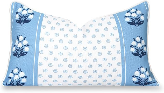 Hofdeco Premium Coastal Hampton Patio Indoor Outdoor Lumbar Pillow Cover Only, 12"x20" Water Repe... | Amazon (US)