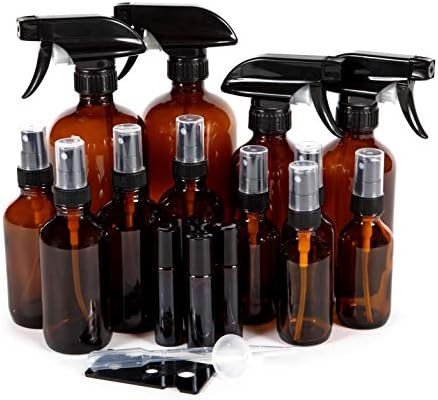 Vivaplex, Amber, Glass Bottle Set, 16oz (x2), 8oz (x2) with Trigger Sprayers. 4oz (x4), 2oz (x4) ... | Amazon (US)