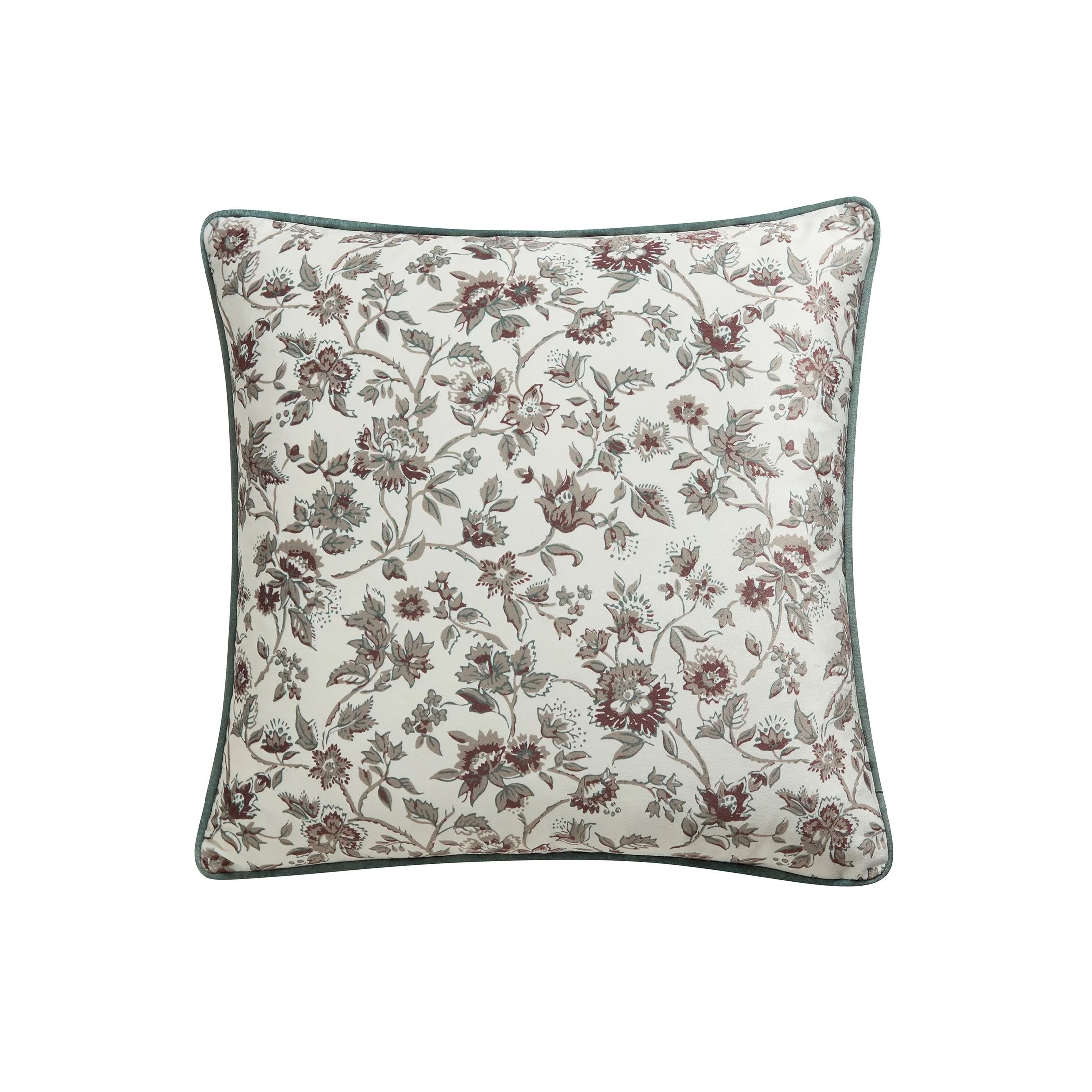 My Texas House 18" x 18" Stacy Ivory Velvet Floral Decorative Pillow Cover | Walmart (US)