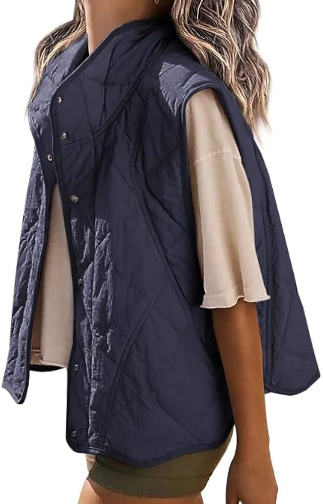 Veatzaer Womens Puffer Vest Cropped Quilted Stand Collar Lightweight Jacket Sleeveless Button Dow... | Amazon (US)