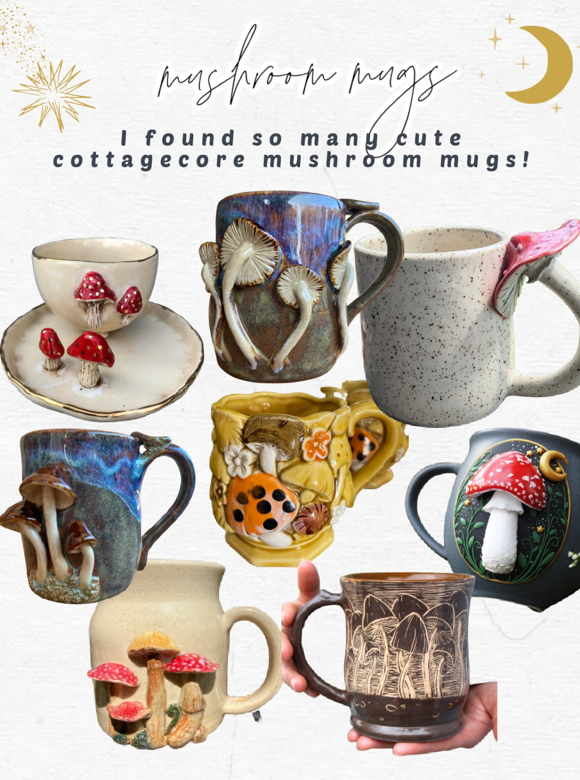 The cutest cottagecore mushroom mugs! These are handmade and make great gifts! 

#LTKunder50 #LTKFind #LTKstyletip