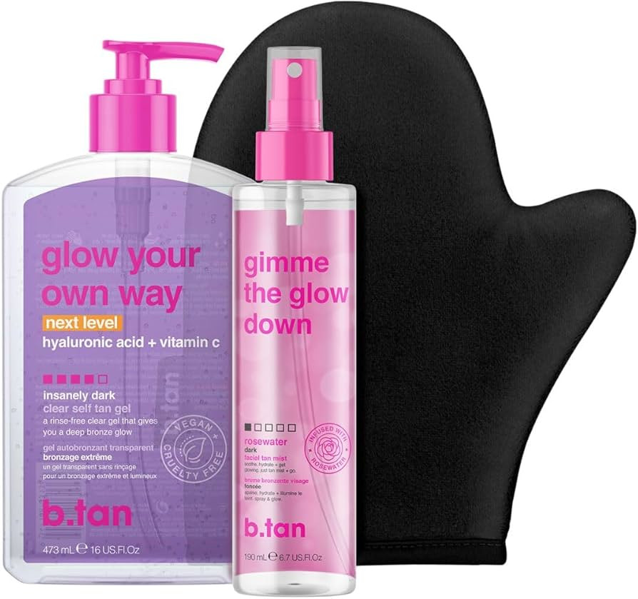 b.tan Clear Self Tanning Gel & Face Spray Kit | Glow Your Own Way Next Level + Gradual Facial Tan... | Amazon (US)