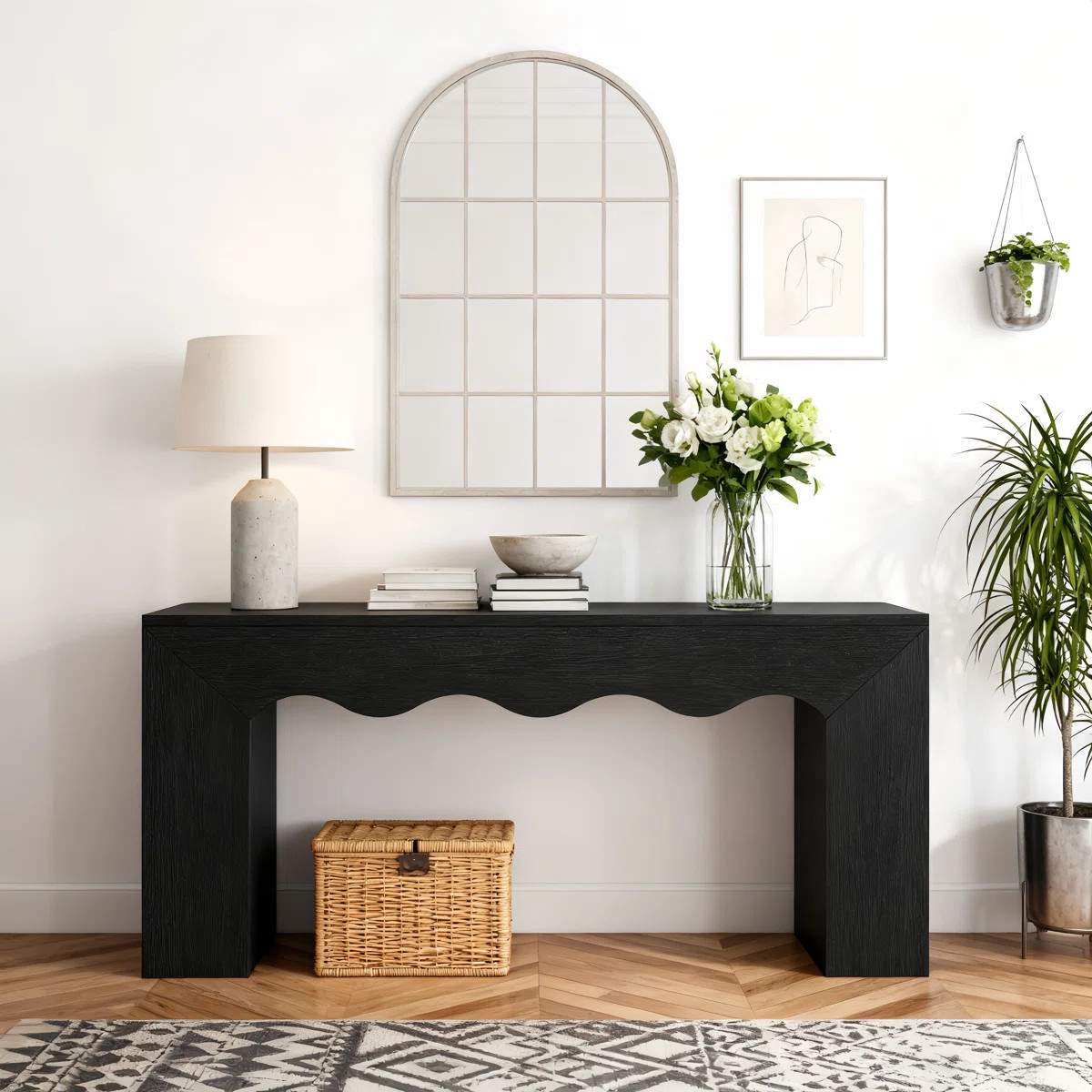 63-Inch Long Sofa Table, Farmhouse Wood Console Entryway Table | Wayfair North America