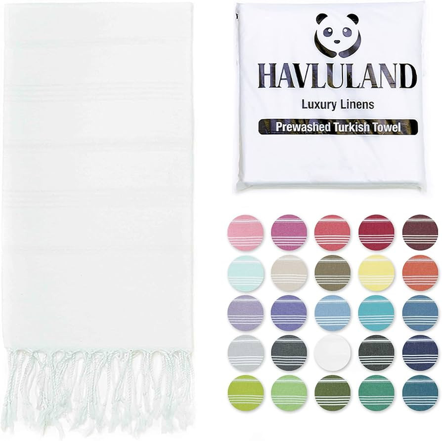 HAVLULAND Turkish Beach Towel 100% Cotton Oversized 71x39 Turkish Bath Towels Sand Free Beach Tow... | Amazon (US)