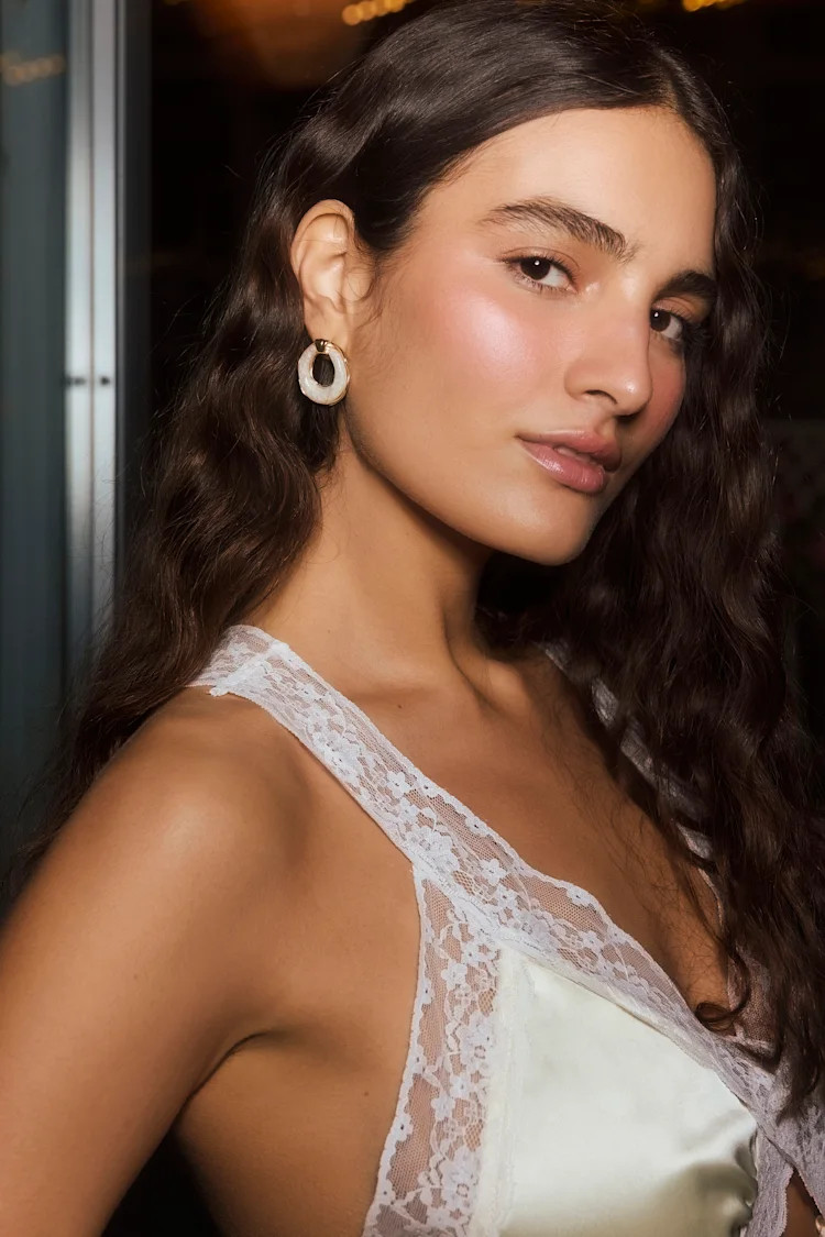 Ryanna Ivory Stone Oval Stud Earrings | Lulus