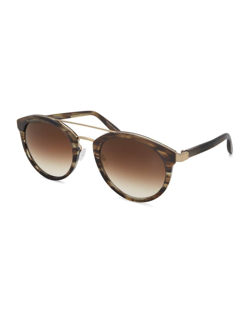 Barton Perreira Dalziel Round Sunglasses with Metal Bar | Neiman Marcus