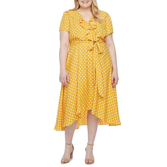 Danny & Nicole-Plus Short Sleeve Polka Dot High-Low Fit & Flare Dress | JCPenney