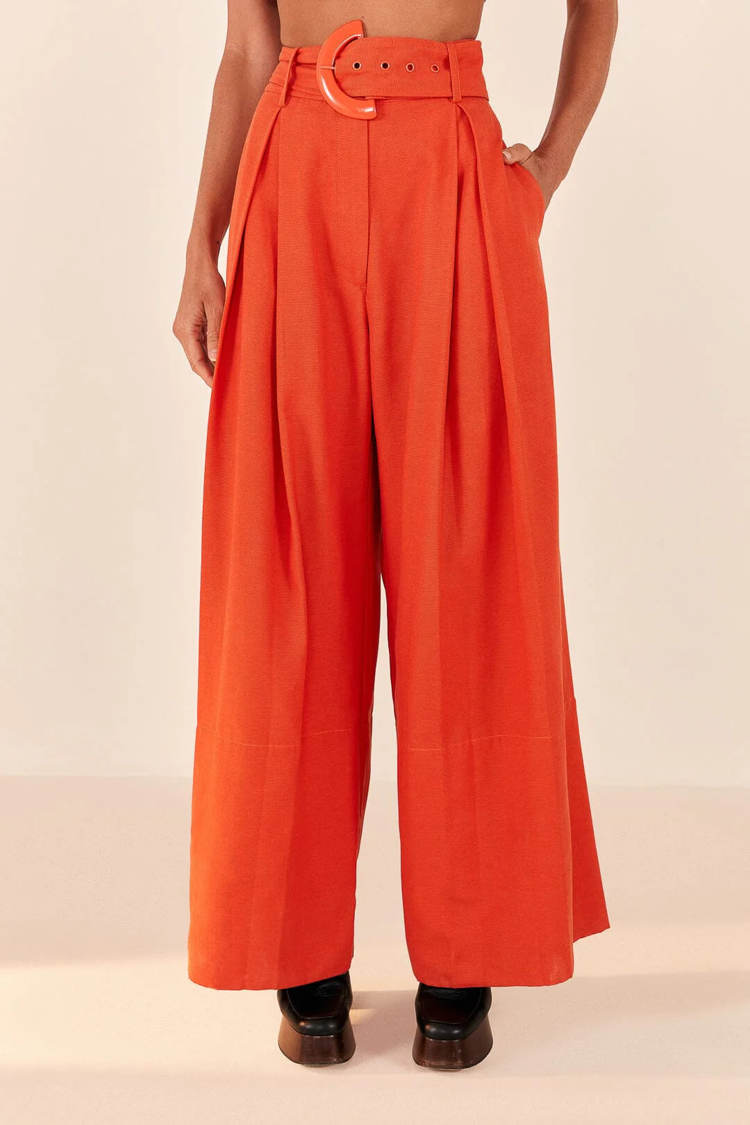 Orange Tailored Pants | FarmRio (US)