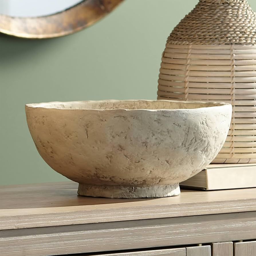 Studio 55D Capurnia Matte Antique White Round Decorative Bowl | Amazon (US)