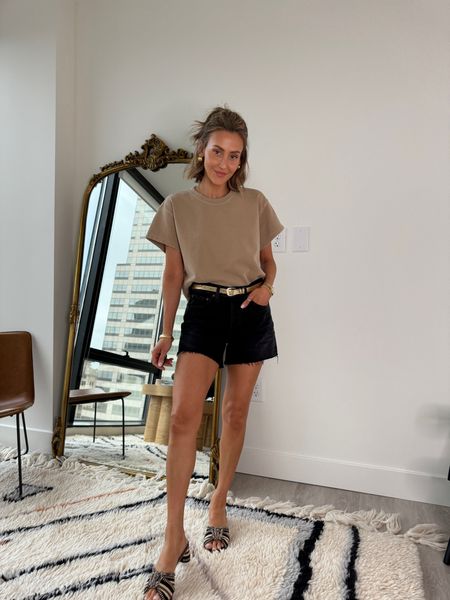 Parker long shorts (the pair everyone needs!) I sized up for comfort/26
Short sleeve sweatshirt xs boxy fit
Living the texture of these cute sandals! 

#LTKStyleTip #LTKShoeCrush #LTKSeasonal
