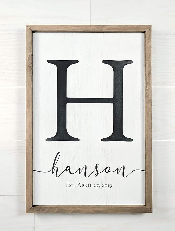 Framed Wooden Family Name Sign Personalized Wood Monogram 12x18 | Amazon (US)