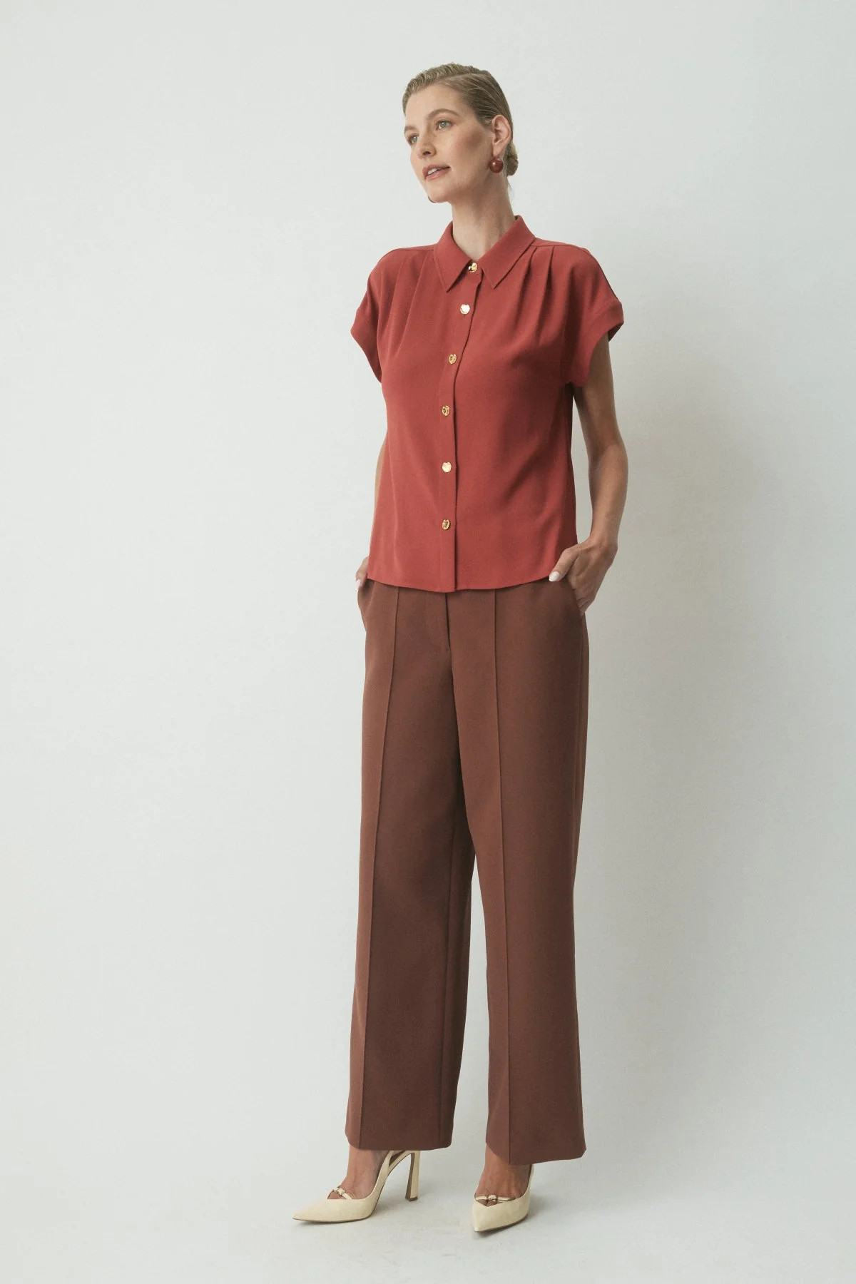 Lior Crepe Pant - Cognac | Perri Cutten