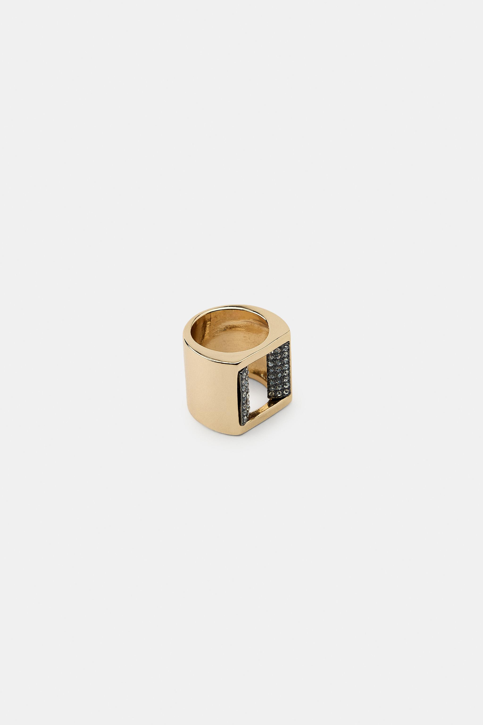 2-PACK OF SQUARE METALLIC RINGS WITH SPARKLES | Zara US