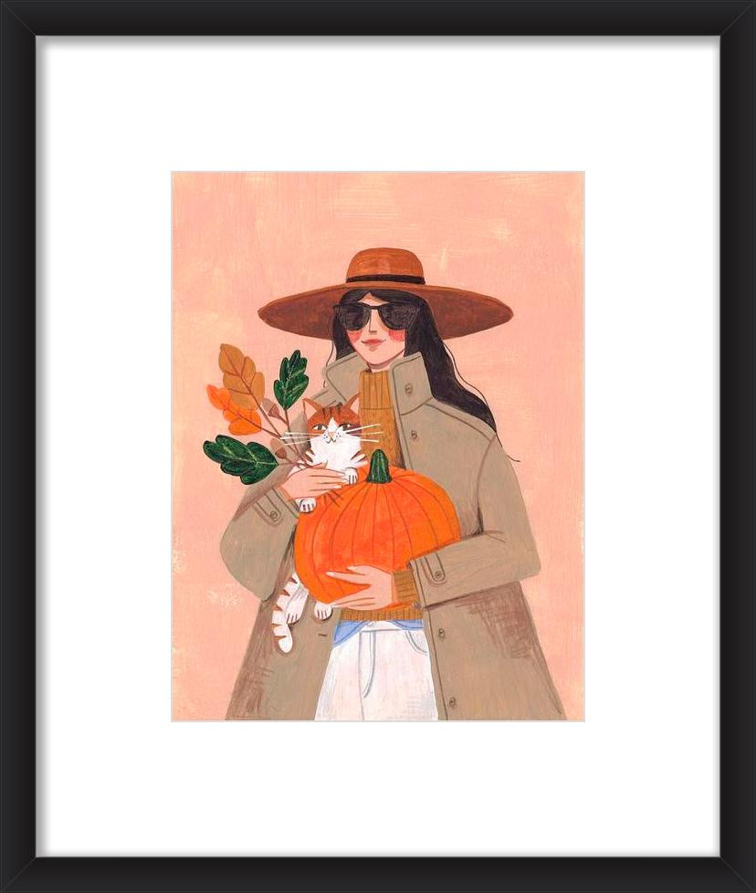 Woman in autumn in warm earth tones | Artfully Walls
