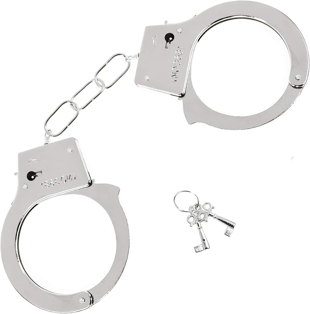 Skeleteen Metal Handcuffs with Keys - Toy Police Costume Prop Accessories Metal Chain Hand Cuffs ... | Amazon (US)