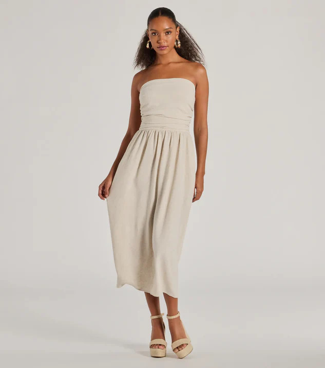 Effortlessly Elevated Strapless Linen-Blend Dress | Windsor Stores