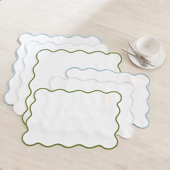 Maisie Scalloped Linen Placemats Set of 4 | Ballard Designs, Inc.