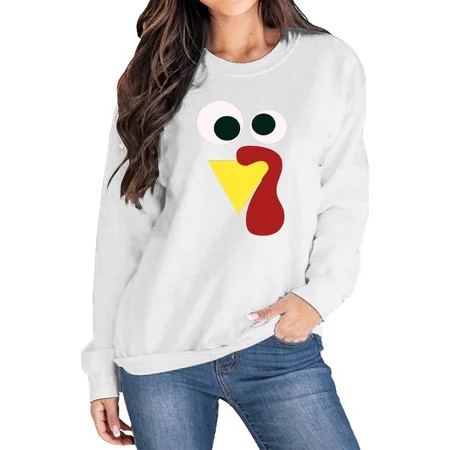 Texiao Chrismas Long Sleeve Sweatshirt for Women Polyester Hooded Sweatshirt Women Zippered Ladies Thanksgiving Turkey Christmas Print Long Sleeve Casual Cute Shirt Hoodie | Walmart (US)