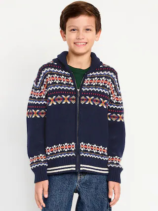 Oversized Shawl-Collar Zip Sweater for Boys | Old Navy (US)
