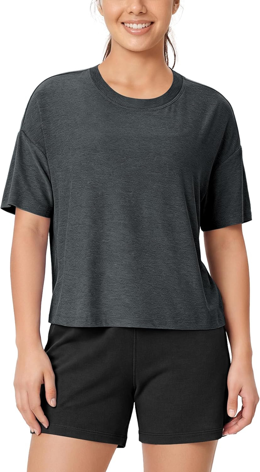 ODODOS Women's Oversized Performance Tee - Ultra Soft odSTRATUM Tech Short Sleeve Relaxed Top Crew Neck T-Shirts | Amazon (US)