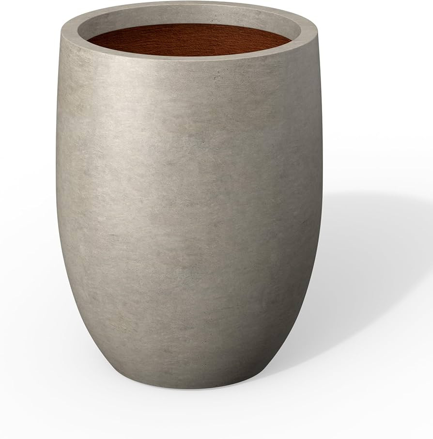 Kante 16.5 Inch Tall Concrete Planter, Large Indoor Outdoor Plant Pot with Drainage, Smooth Weath... | Amazon (US)