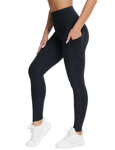 THE GYM PEOPLE Women's High Waist Yoga Pants Soft Stretchy Tummy Control Workout Athletic Leggings with Pockets Black | Amazon (US)