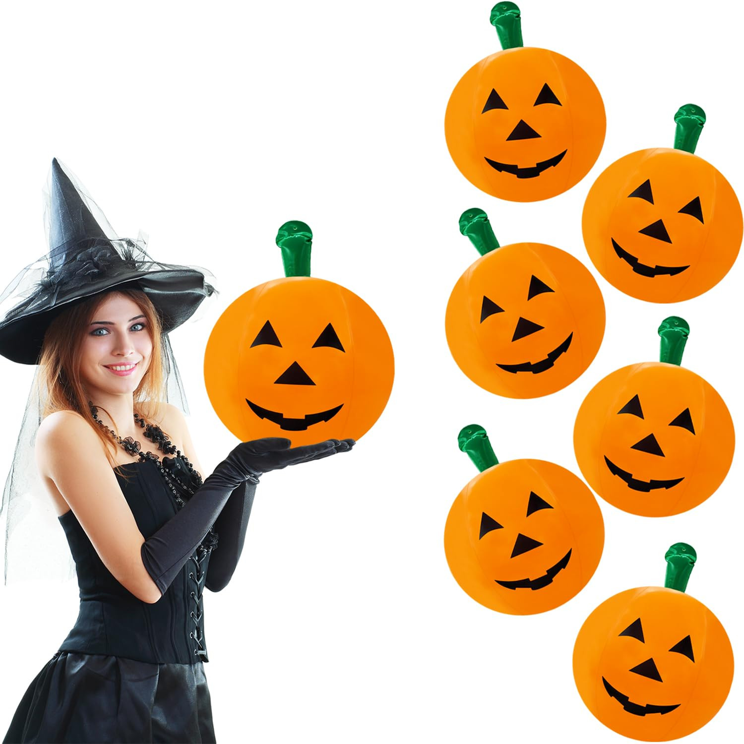 The Dreidel Company Halloween Pumpkin Inflatable Decorations, 16" Tall (6-Pack) Halloween Decor, ... | Amazon (US)