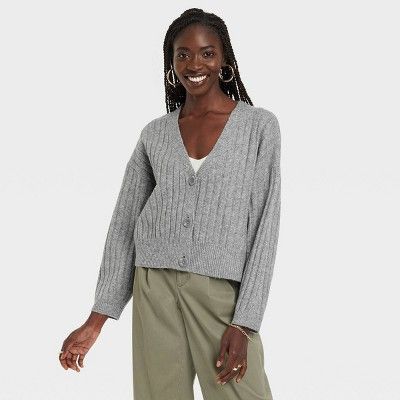 Women&#39;s Button-Front Cardigan - A New Day&#8482; Gray M | Target