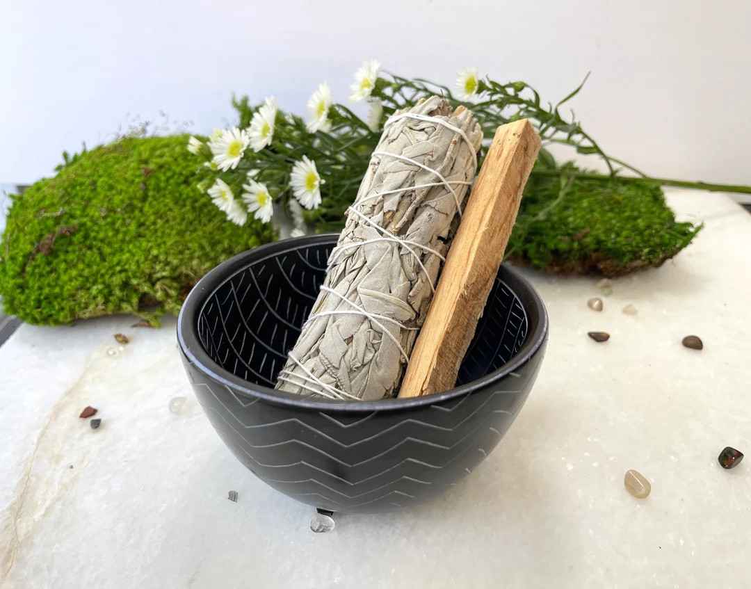 Smudging Set: Soapstone Bowl with Palo Santo & Sage bundle. | Etsy (US)