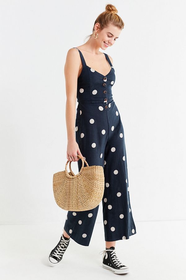 UO Ashley Button-Down Tie-Back Jumpsuit | Urban Outfitters US