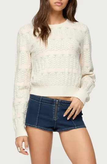 EDIKTED Emerie Floral Pointelle Stitch Sweater | Nordstrom | Nordstrom