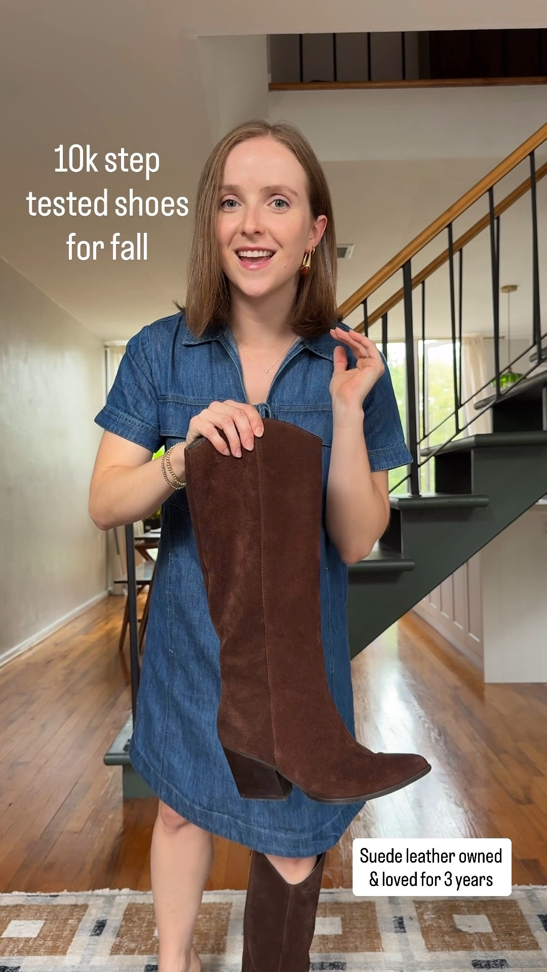 10k step tested fall knee high boots 
Genuine suede leather, owned & loved for 3 years 
Fit true to size with thicker socks
Xs petite denim dress  

Fall footwear, fall boots, leather boots

#LTKootd #LTKSeasonal #LTKPetite