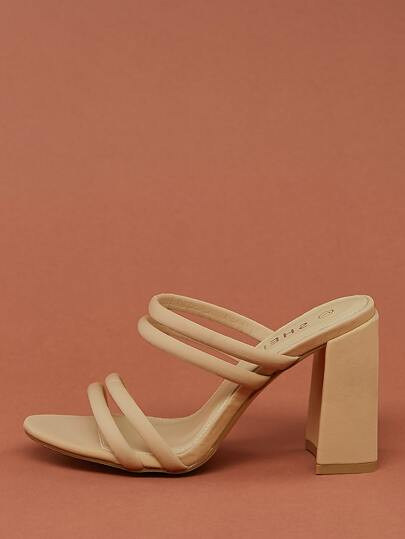 Square Toe Multi Strappy Block High Heels | SHEIN