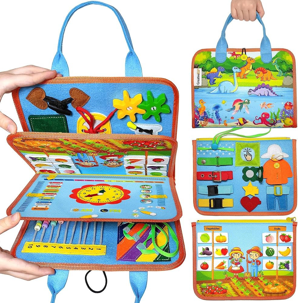 Busy Board Montessori Toys for Toddlers - Sensory Quiet Book for Car Airplane Travel Activity - E... | Amazon (US)