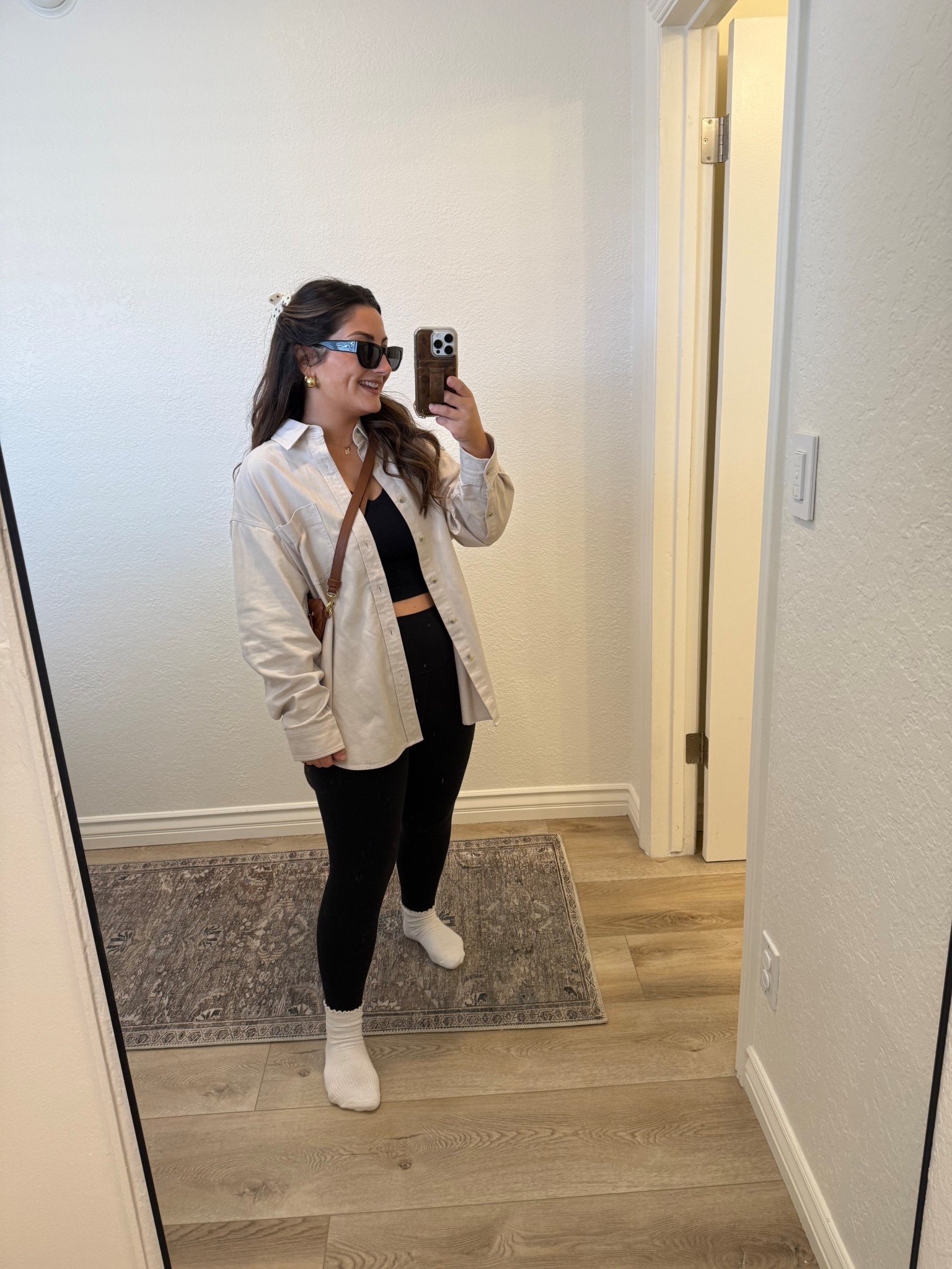 OOTD! 
Petite friendly activewear! 

Button down size xs 
Top size small 
7/8 leggings size small 

5'0" 140lbs 

#LTKStyleTip #LTKPetite #LTKActive