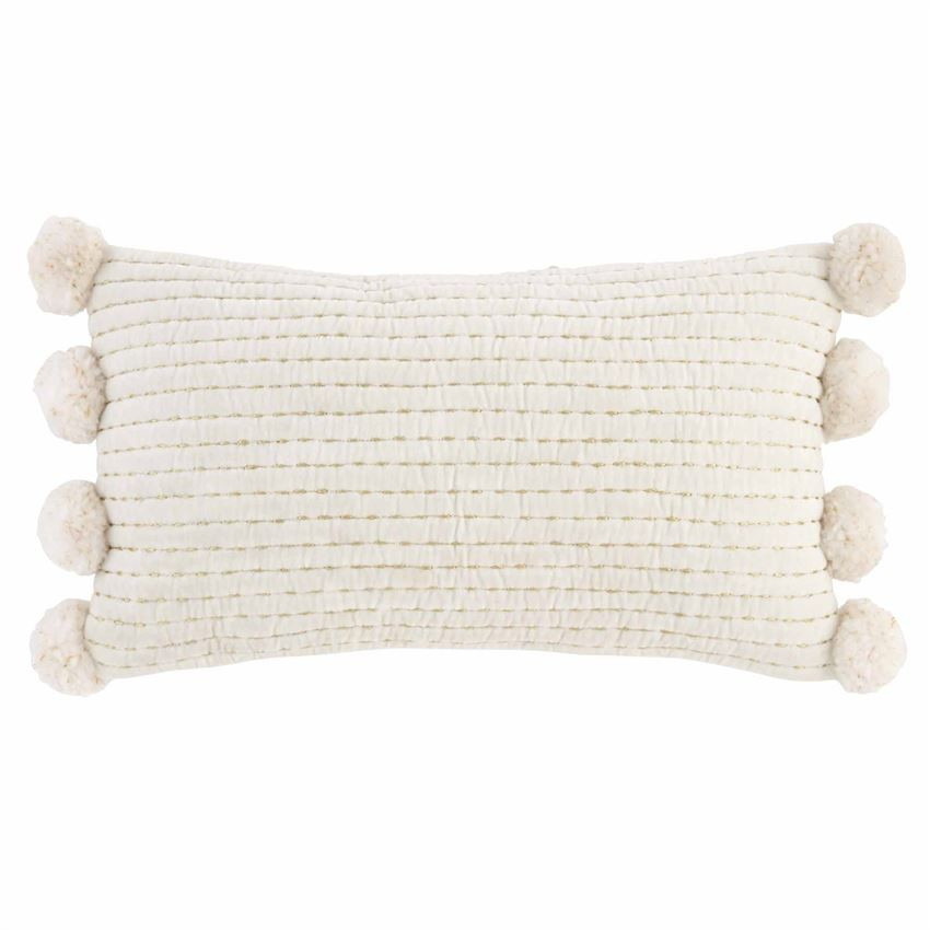 Square Pom-Pom Velvet Pillow | Mud Pie (US)