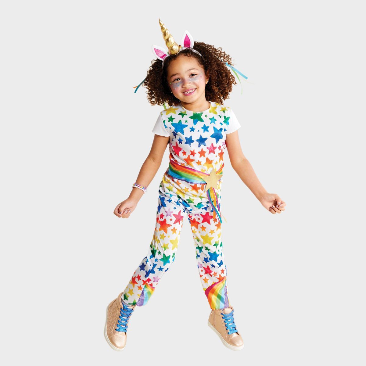 Toddler Rainbow Stars Unicorn Halloween Costume Jumpsuit with Headpiece - Hyde & EEK! Boutique™ | Target