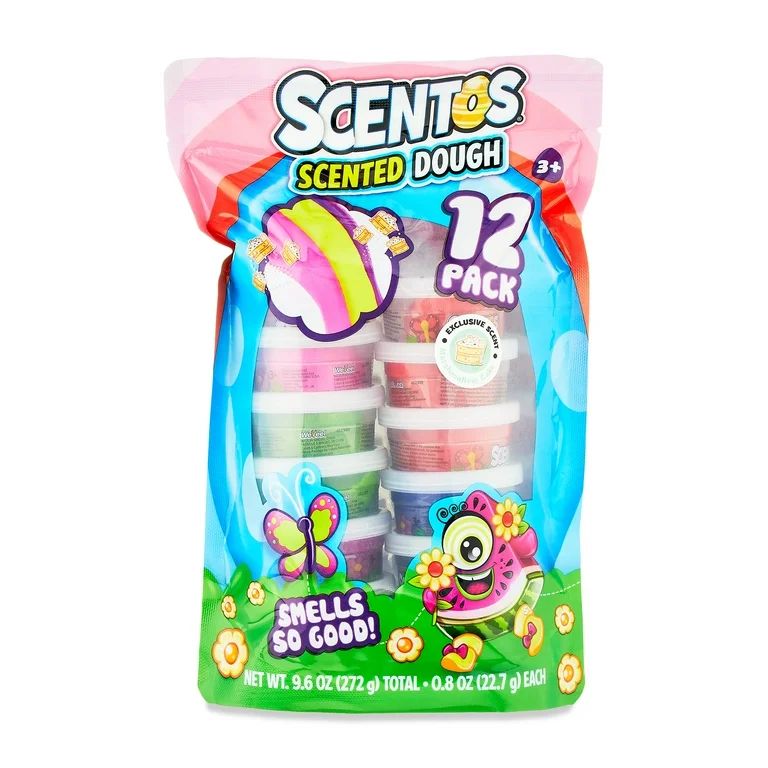 Scentos Scented Brightly Multi-Colored 12 Count of 0.8oz Dough Tubs - Great Party Favor, Ages 3+ ... | Walmart (US)