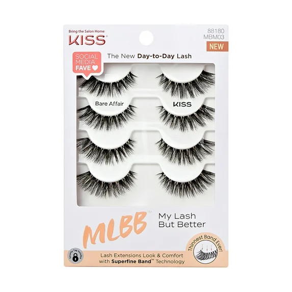 KISS My Lash But Better False Eyelashes Multipack, 'Bare Affair', 4 Pair Strip Lashes | Walmart (US)